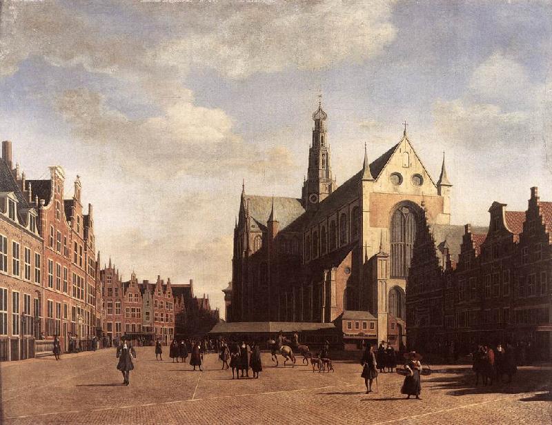 BERCKHEYDE, Gerrit Adriaensz. The Market Square at Haarlem with the St Bavo oil painting picture